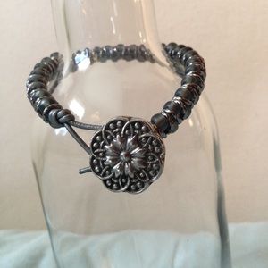 New, I made: Pewter Button & Bead Bracelet 7”